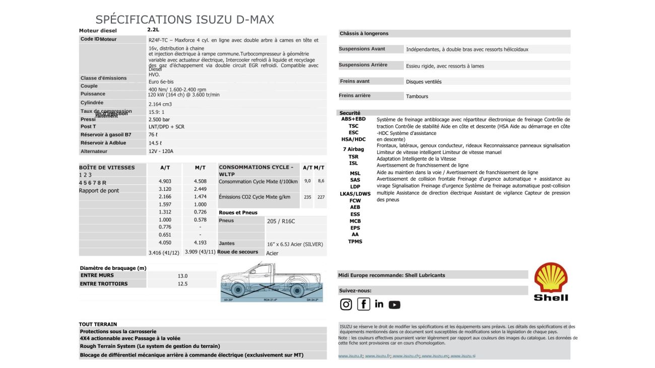 Mandataire ISUZU D-MAX NOUVEAU SINGLE 2.2L B-STRONG